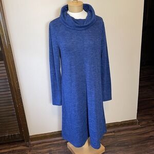 NWT Banana Republic Women's Blue Long Sleeve Dress Sz Large Cowl Neck